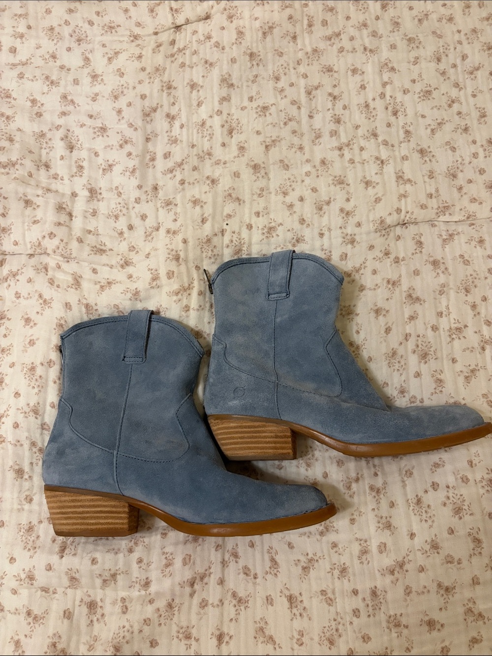 Born Light Blue Suede Western Ankle Boots - Picture 6 of 17